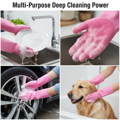 All-in-One Multi-Purpose Silicone Cleaning Gloves – Wash, Scrub & Protect Hands