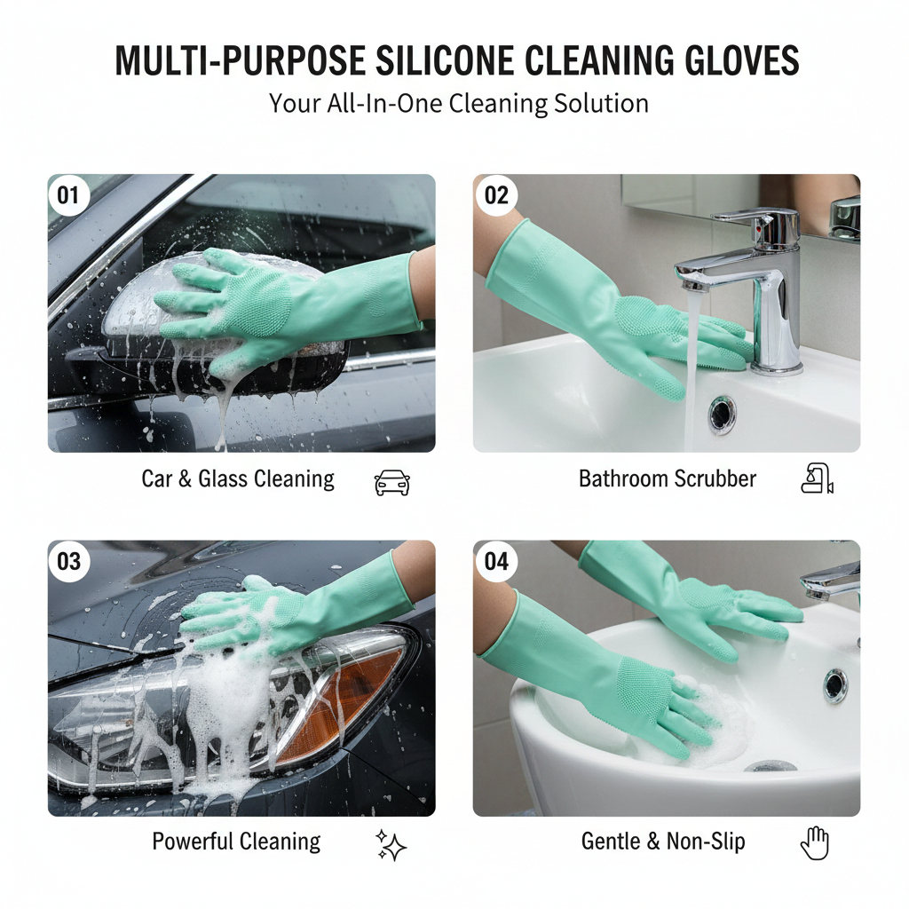 All-in-One Multi-Purpose Silicone Cleaning Gloves – Wash, Scrub & Protect Hands