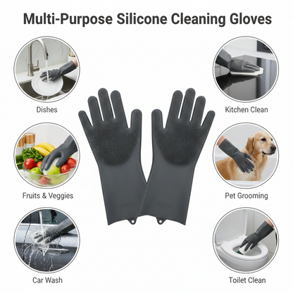 All-in-One Multi-Purpose Silicone Cleaning Gloves – Wash, Scrub & Protect Hands